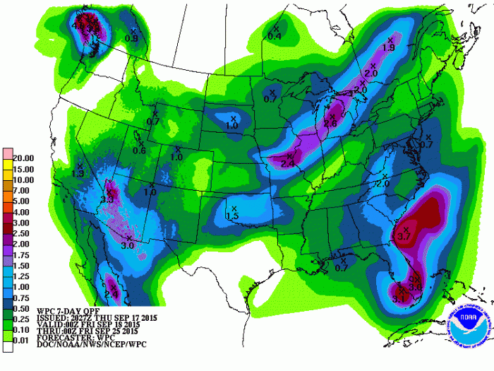 QPF 7-Day Forecast from Thursday 9-17-15